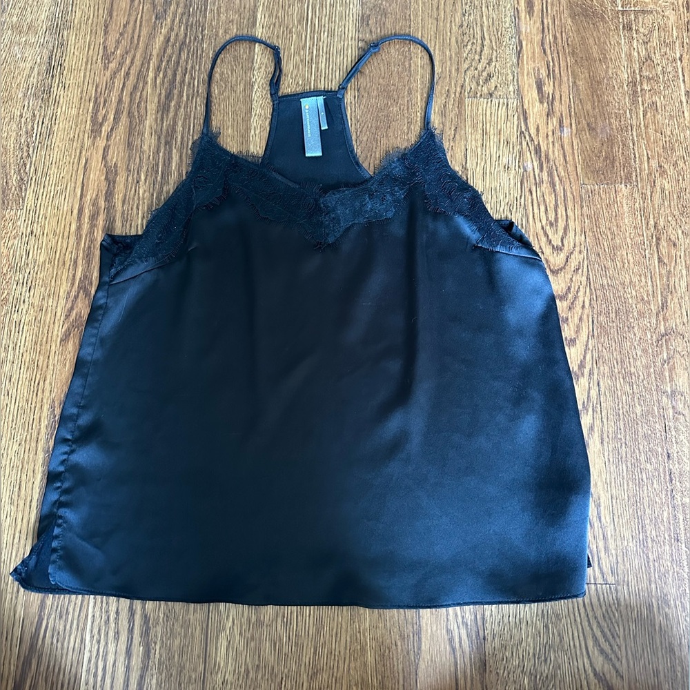 Anthropologie Satin & Lace Tank Top | Black | Small